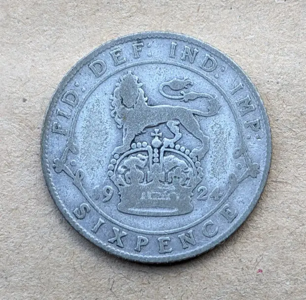 1924 George V silver Sixpence
