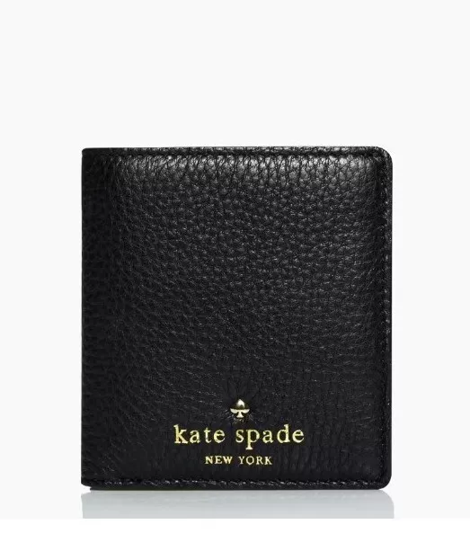 Kate Spade Black Leather Wallet Cobble Hill Small Stacy Snap