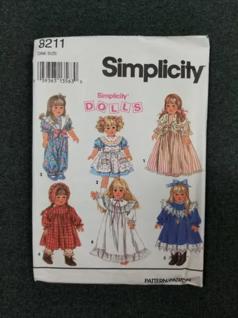 Simplicity Pattern #8211 ~ One Size Wardrobe Dresses for 18" Dolls ~ FF/UC