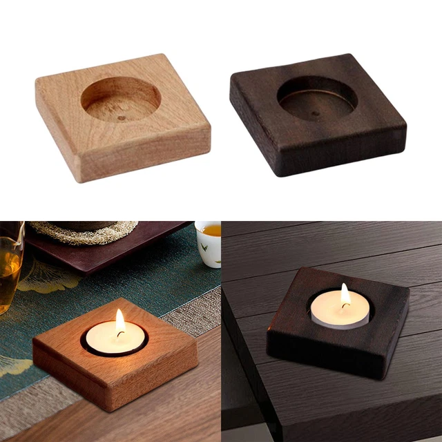 Portavelas de madera, pequeño soporte para luces de té, bandeja de madera, decorativo para