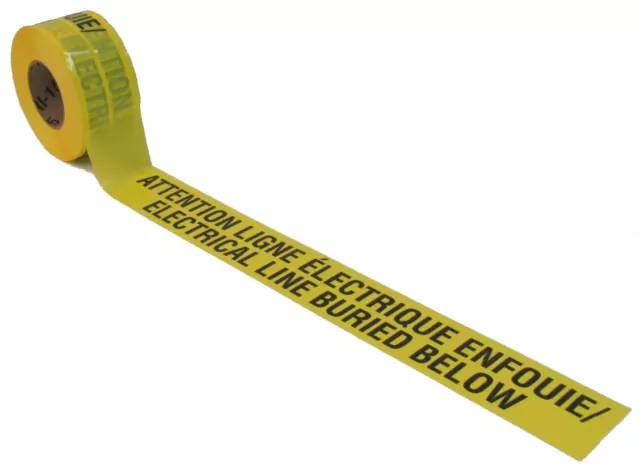 Caution Tape "Electrical Line Buried Below" Non-Stick 1000 ft x 3 in Safety NEW