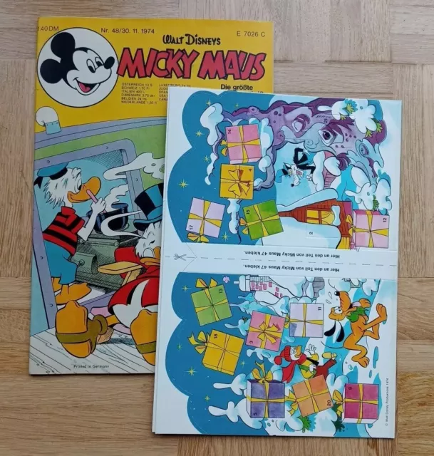 Micky Maus 48/1974 mit SM und lose Beilage Adventskalender - sehr guter Zustand