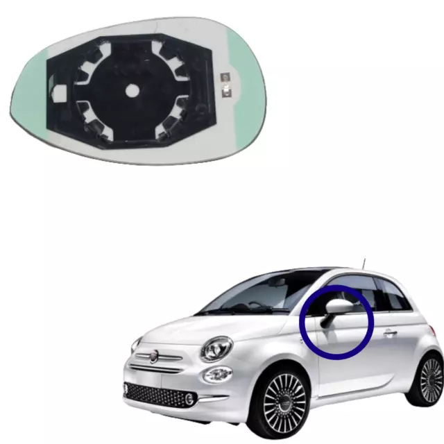 Vetro Specchio Piastra Retrovisore SINISTRO Adatto Per Fiat 500 e Grande Punto