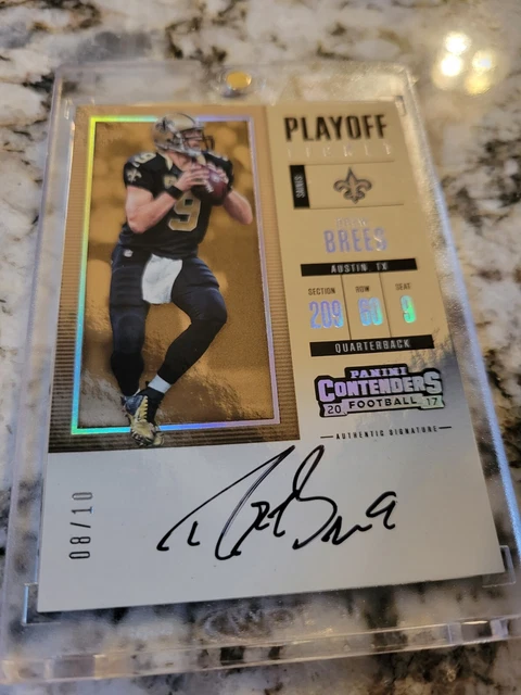 2017 Panini Contenders Veteran Playoff Ticket Drew Brees Auto Autograph 8/10