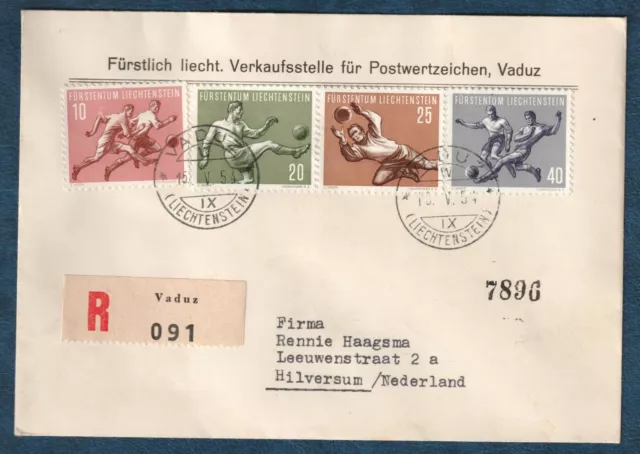 Liechtenstein FDC 1954 15V  Football Soccer