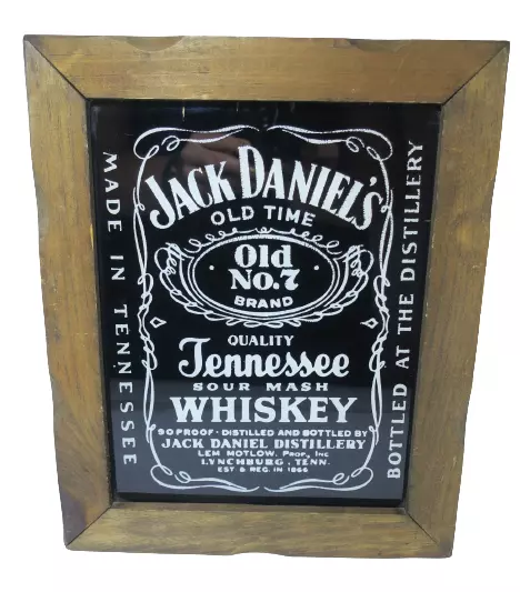 Vintage Jack Daniels Tennessee Sour Mash Whiskey 1980's Mirror Bar Sign 10"×12"