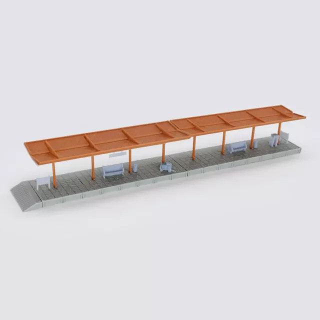 Outland Models Train Station Covered Passenger Platform w Accessories Z Gauge