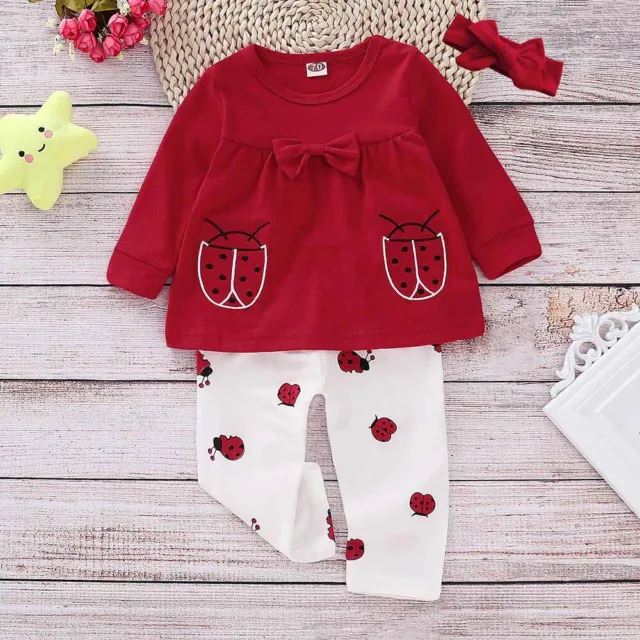 Abbigliamento neonato bambina top pantaloni abiti per bambini set tuta vestiti NUOVO