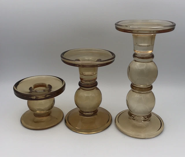 Ensemble 3 Bougeoirs Coniques En Verre – Design Européen, Pour Bougies Coniques, Décoration Table Mariage, Maison | Ambiance Romantique, Couleur Orange - 13