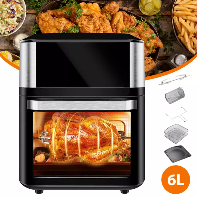 XXXL Heißluft Fritteuse Airfryer Backofen fettfrei Drehgrill 12L Edelst./Schwarz