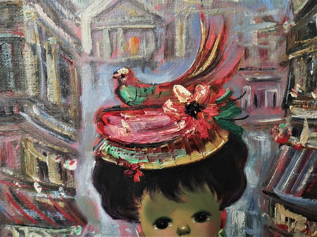 tableau signé Guarnera: la femme au chapeau 4