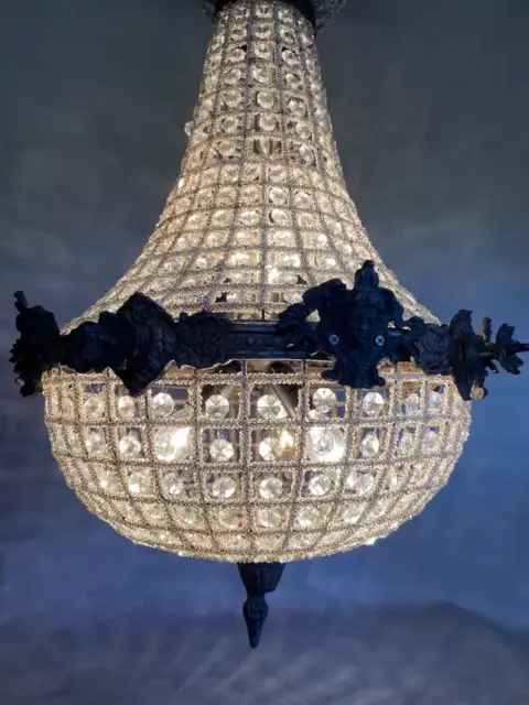 Charcoal Elegance: Pair of French Louis XVI Rococo Chandeliers 3