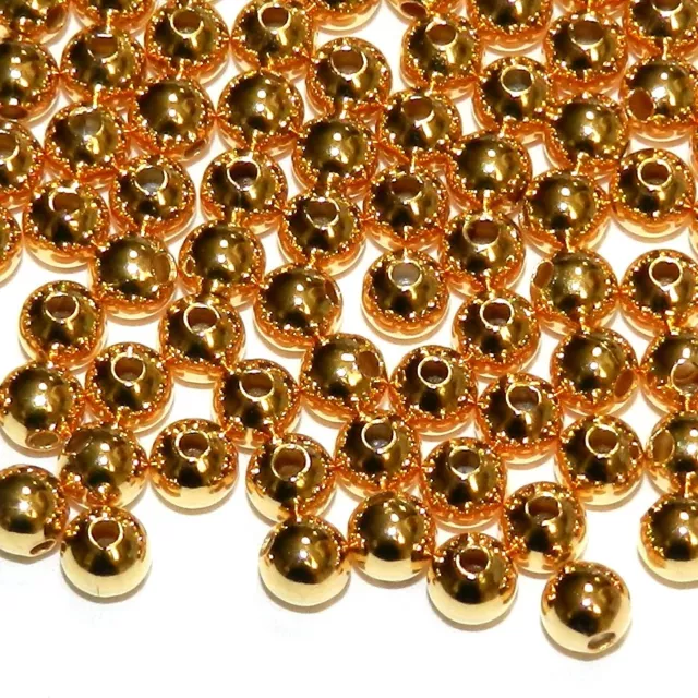 MB485 Bright Gold 4mm Smooth Round Plated Brass Spacer Beads 100pc