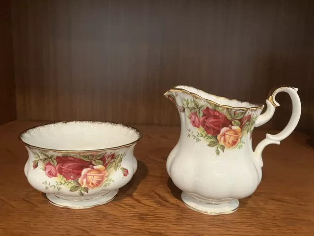 Royal Albert Old Country Roses Open Sugar Bowl & Creamer Bone China England 1st