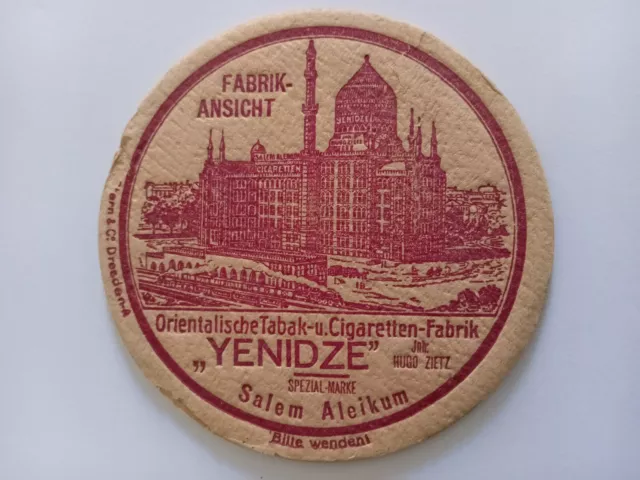 VK Bierdeckel  YENIDZE -Dresden Zigarettenfabrik 1910 !!!