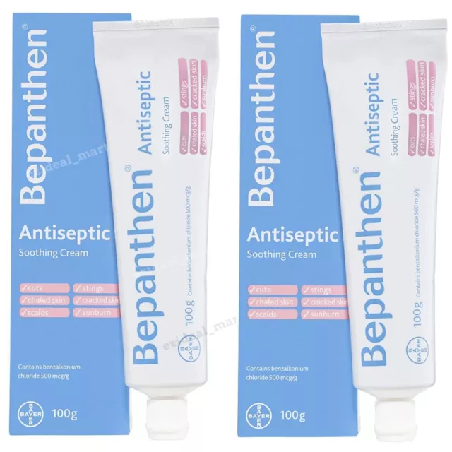 2x Bepanthen Antiseptic Soothing Cream 100gram | FAST FREE SHIPPING NEW AU