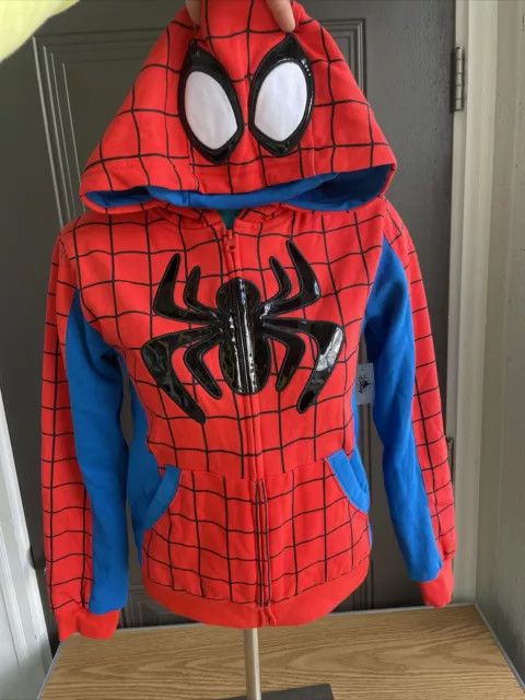 New DISNEY Store Marvel Spider-Man Costume Hoodie Jacket Zip Boys His Friends L