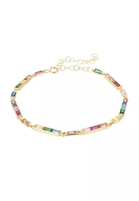 Or Jaune Plaqué Riviera Arc-en-Ciel Multicolore Bague Zircone Gemostone Bracelet