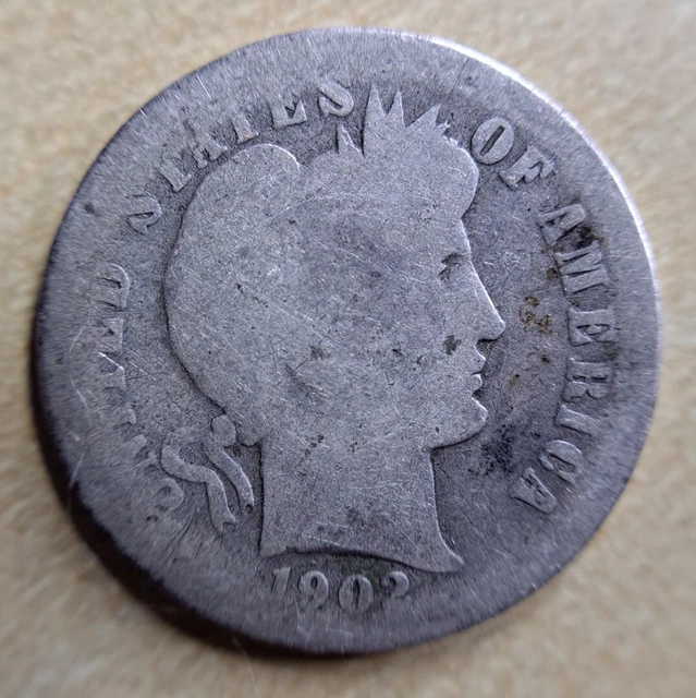 1902 S Barber Dime About Good AG or Good G Semi Key Date 10c