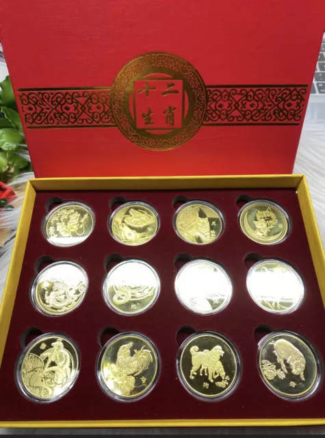 12 Chinese Zodiac 18K plated copper Coin, GIFT Idea special for Lunar New Year 3