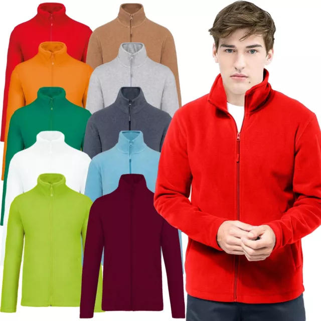 Mens Fleece Jacket Plain Full Zip Up Heavy Outdoor Warm Polar Work Anti Pill Top