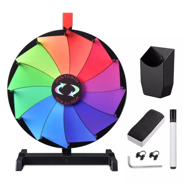 WinSpin 15" Tabletop Color Prize Wheel 12 Slots Editable Fortune Spinning Wheel