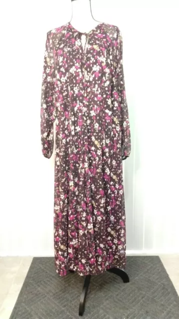Tommy Hilfiger Women's Plus Size Chiffon Midi Dress Floral Purple Dress Sz 20W