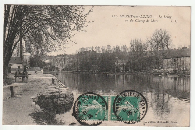 MORET SUR LOING - Seine & Marne - CPA 77 - le Loing vu du champ de Mars