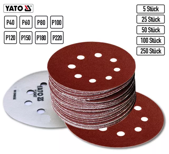 Discos de Lijado Ø 125MM Cierre Adhesivo 8 Orificio Papel Lija