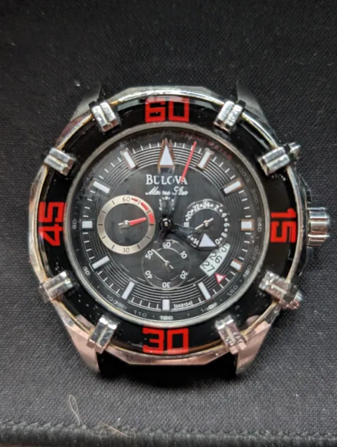 Men's Bulova 96B154 Solano Marine Star Chronograph Black Dial Watch MSRP $499