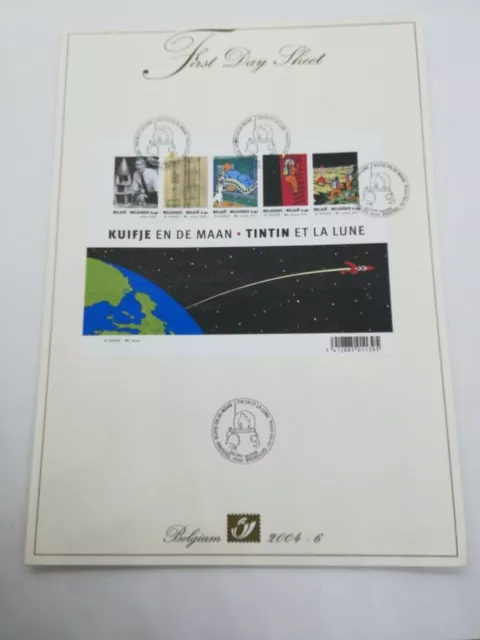 Belgique First day sheet - timbre tintin et la lune 2004