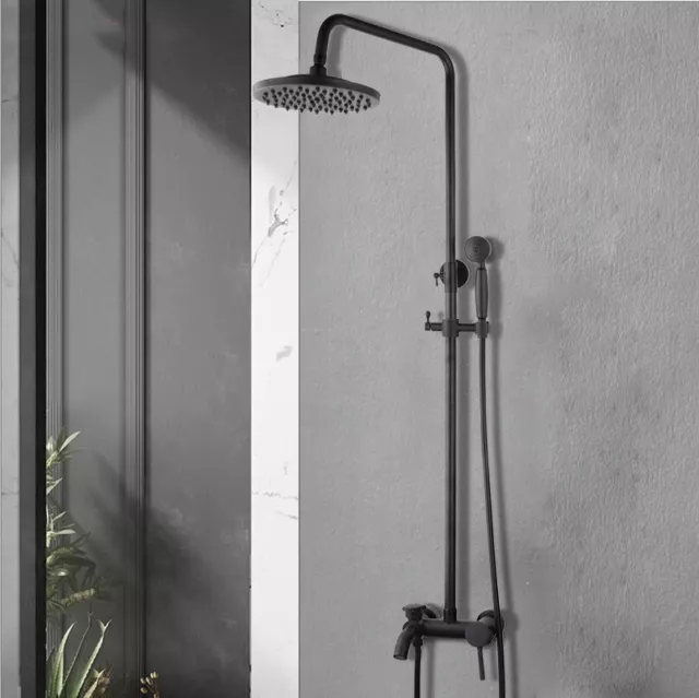 Grifos mezcladores de bañera y aerosol manual sistema de ducha negro mate de 8" para baño