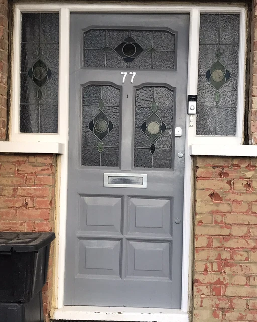 Stained glass front door With Side Windows