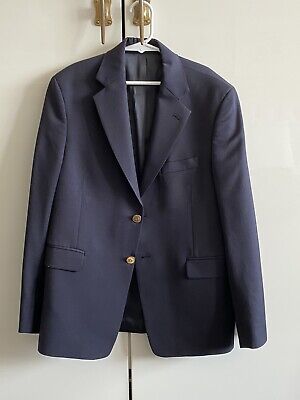 LORD & TAYLOR classic wool blend boys navy blue blazer w/ gold buttons - size 12