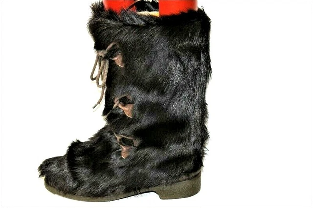 Bottes D'hiver Arima Sport Cuir Naturel Fourrées Laine Taille 44 - Occasion Vintage Années 90, Made In France