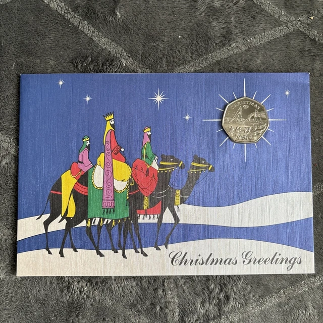1990 ISLE OF MAN XMAS 50p CARDED💥
