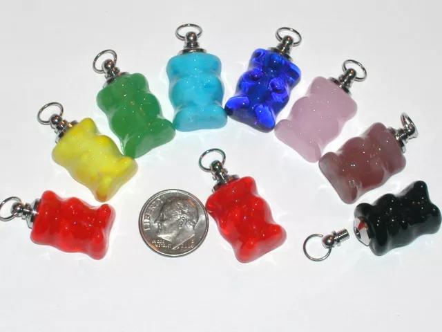 8pc Minature Glass Gummi Bear BOTTLE gummy vial pendant Kawaii New WHOLESALE LOT 2