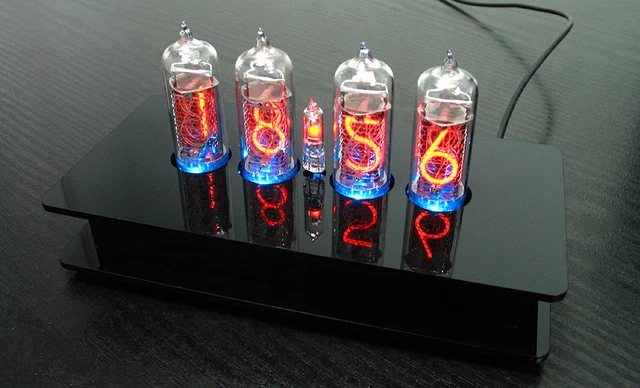 Reloj de tubos Nixie con 4 piezas IN-14 tubos con retroiluminación RGB alarma y campanas