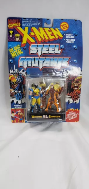 Toy Biz 1994 X-MEN Steel Mutants DieCast Wolverine Sabretooth, unopened
