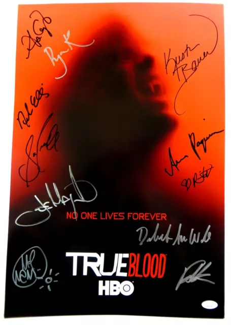 True Blood Cast Signed 13X20 Poster 11 Autos Paquin Ellis Kwanten JSA XX29749