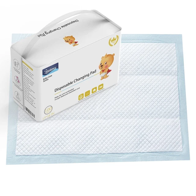 Baby Disposable Changing Pad, 100Pack Soft Waterproof Mat, Portable Diaper Ch...