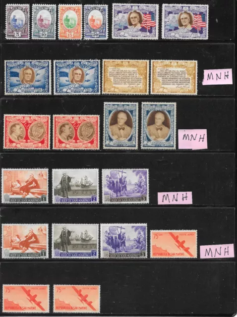 A Nice Lot of 32 UNused (& a few Used) San Marino Stamps, most are MNH.
