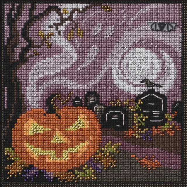 Haunted Graveyard Cross Stitch Kit Mill Hill 2024 Buttons & Beads Autumn