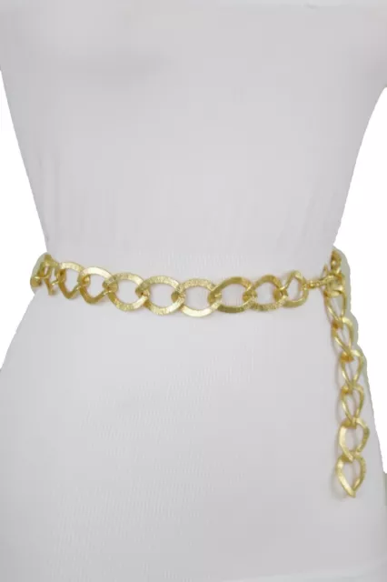 Women Gold Metal Chunky Chain Thick Links Skinny Belt Hip Waist Plus Size XL XXL