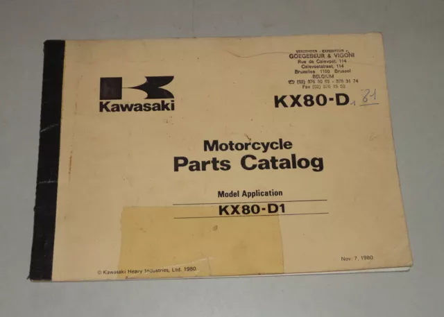 Teilekatalog / Ersatzteilliste / Parts List Kawasaki KX 80 D 1 von 1980