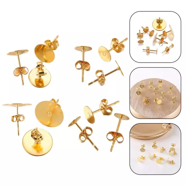 Crafters Delight 20 Gold Stainless Steel Earrings Posts Ear Stud Flat Pin