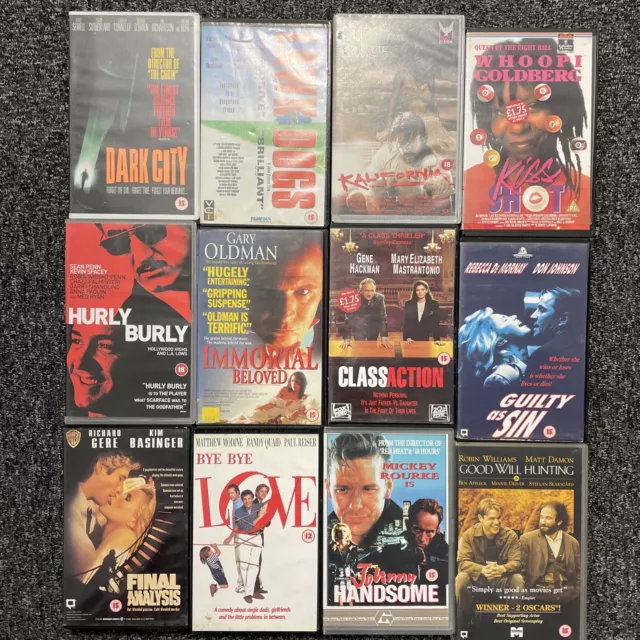 12 x Big Box Ex-Rental VHS ~ DARK CITY, JOHNNY HANDSOME, KISS SHOT ~ LOT #002