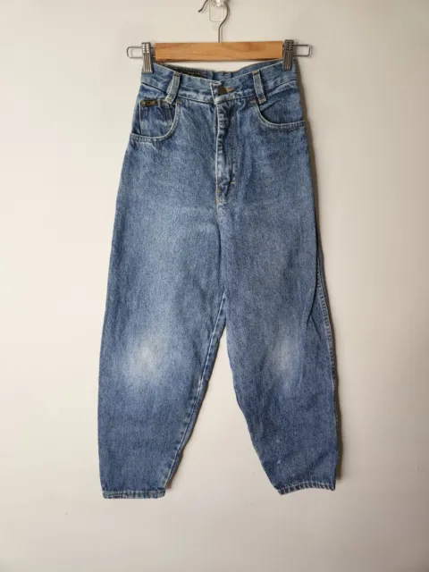 Vintage Lee Rough Riders Denim Jeans Boys Size 30 Blue Balloon Leg High Waist