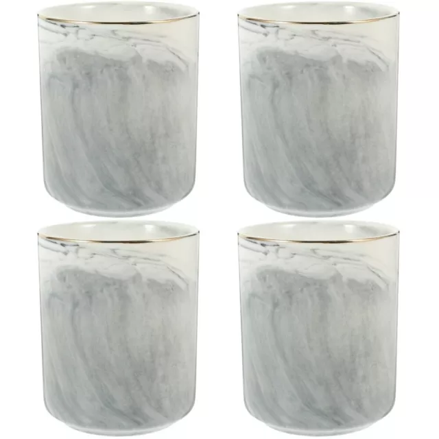 Set of 4 Ceramics Storage Bin Marble Desk Organizer Bathroom Cup Holder