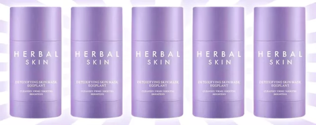 5 Herbal Skin Eggplant Detoxifying Deep Cleanser Clay Cream Mask Stick 1.4 OZ